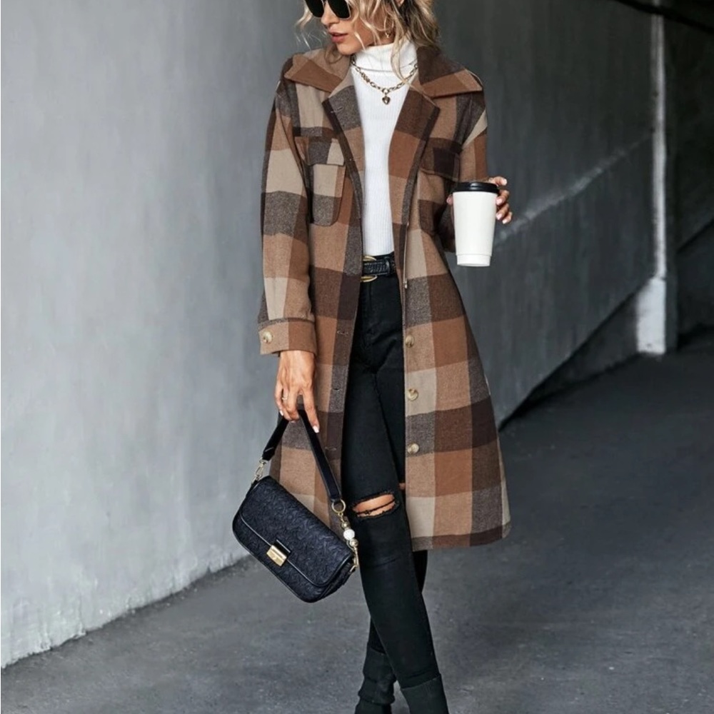 Plaid oversized shirt jacket